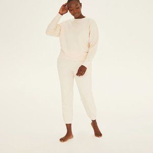 Girlfriend Collective Sweatshirt + Sweatpants Set | Ecru | Small